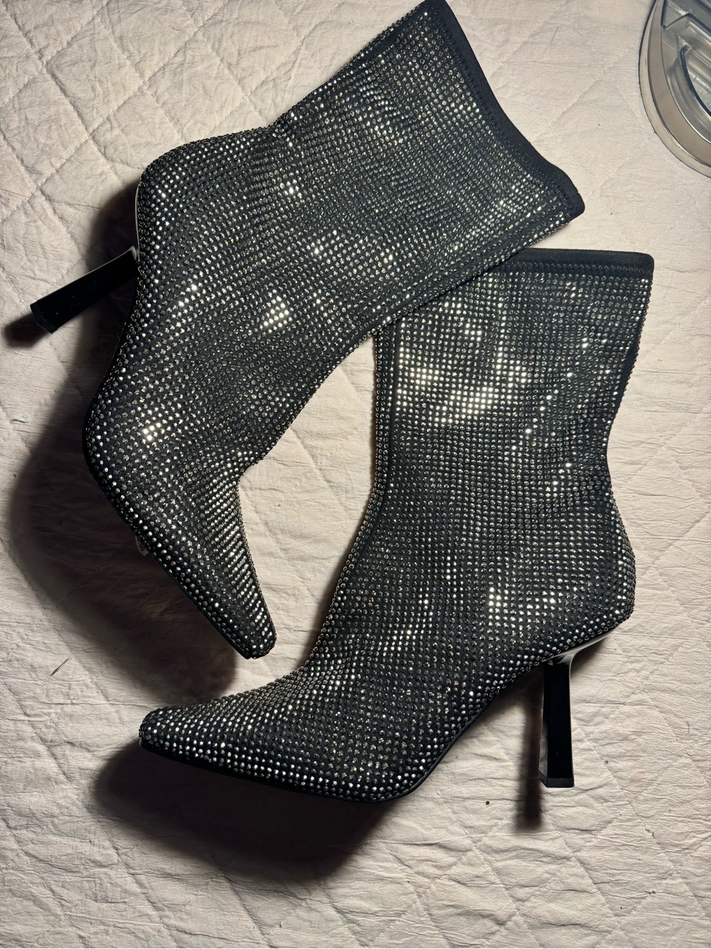 belk Black Rhinestone Pointed Toe Ankle Booties